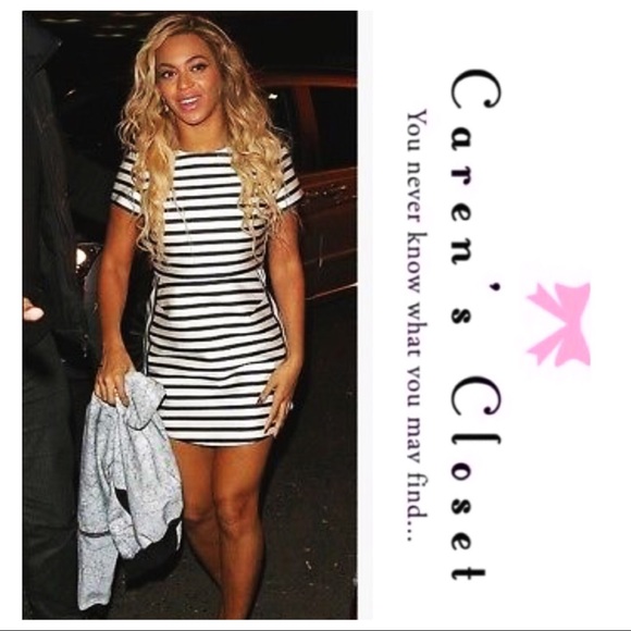 NWOT Top Shop Navy & Cream Satin Stripe Mini Dress - Picture 3 of 8